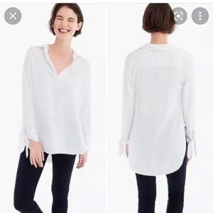 Jcrew tie sleeve popover collared blouse